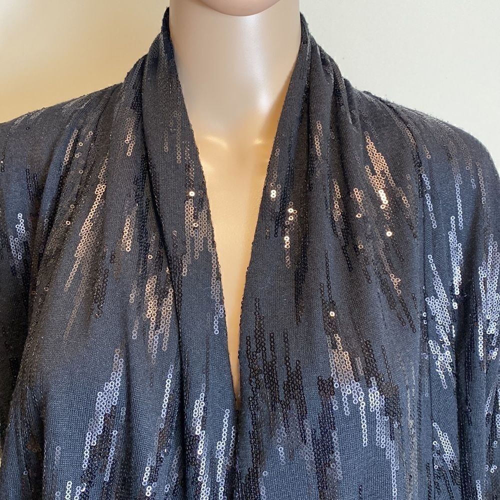 Laura Ashley draped open front sequin cardigan size S - Picture 2 of 9